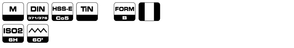 Метчики М3-М12 средние HSSE TiN серия 4147 Bohrcraft