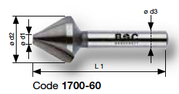 Зенковки Ø 6,3 -30 мм 60° HSS  1700-60 Bohrcraft