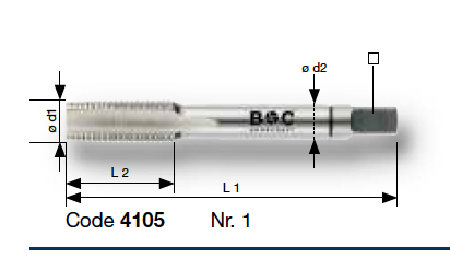Метчики UNF №2 -  1' HSS к-т 2 шт и №1, №2 серия  4105 Bohrcraft