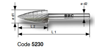 Борфрезы HSS гиперболические с острым торцем Bohrcraft