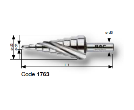 Сверла ∅ 4 - 39 HSS ступенчатые спиральные 1763 Bohrcraft